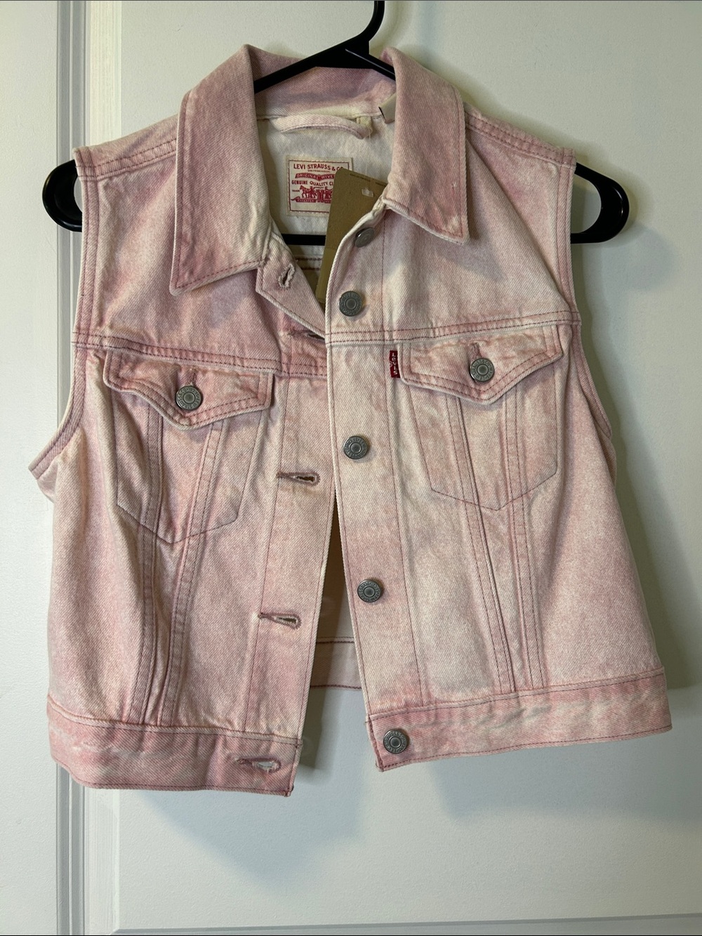 Levi's Pink Denim Sleeveless Trucker Vest